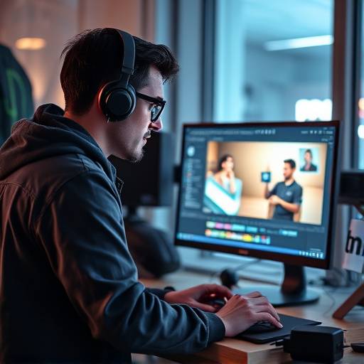 A graphic designer working on a computer screen with animation software, illustrating animation and motion graphics services.
